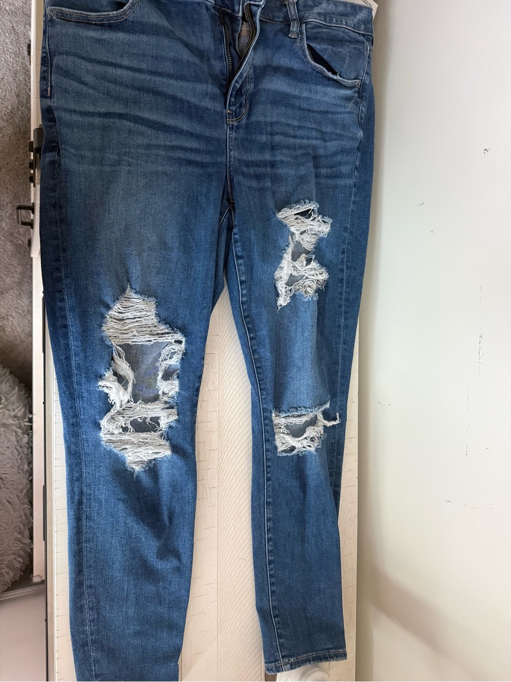 American Age Distressed Dark Blue Skinny Jeans